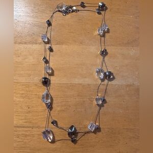 PD Premier Designs Long Silver Tone Ice Crystal Necklace